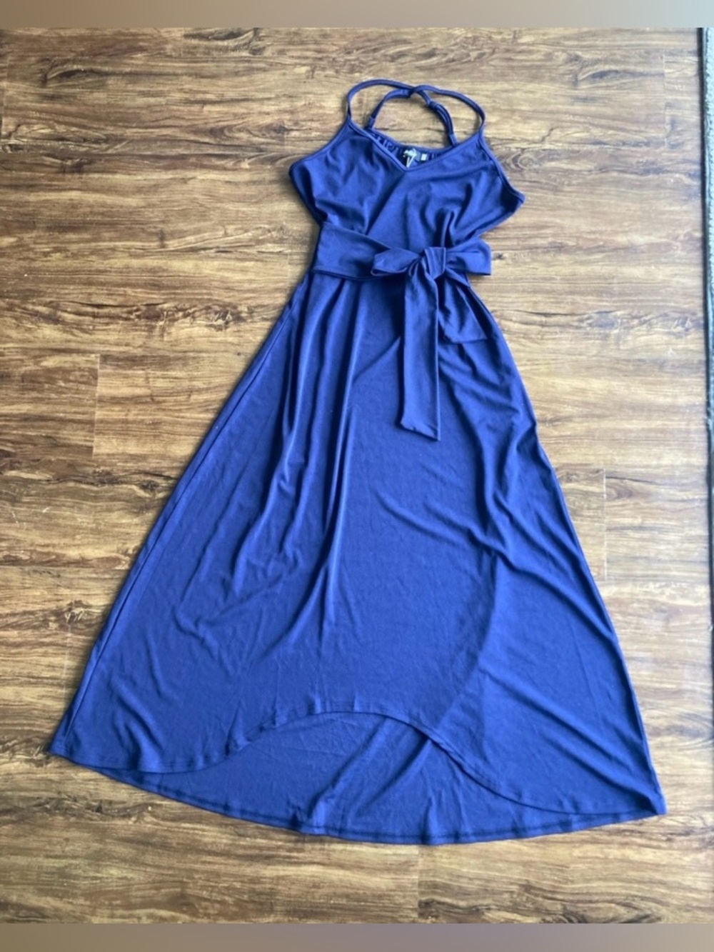Molliya Navy Blue Maxi Dress with Waist Tie